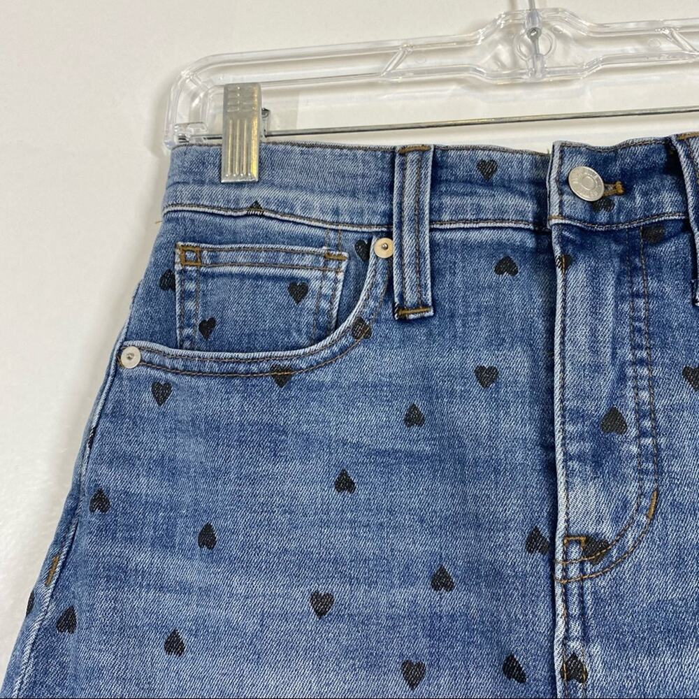 MADEWELL NWT Heart Print Stretch Denim Mini Skirt - Picture 4 of 8